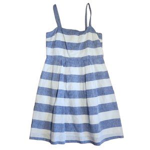 ANN TAYLOR LOFT Blue White Striped Sleeveless Zip Back Dress Womens Size 2